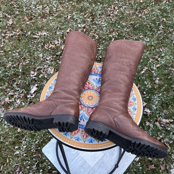 KORS Michael Kors Womens 7.5M "Blizzard" Brown Leather Tall Riding Boots 18" - Picture 7 of 8